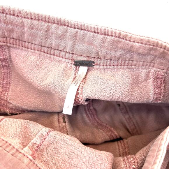 Free People Clean Mod Utility Crop Pants Mauve 4 Cotton Wide Leg High Waisted - Picture 6 of 8